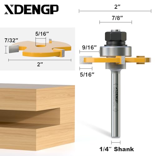 Image of Slot Cutter Router Bit 1 /4 Shank, 3 Wing Slotting Cutter Router Bit for T-Molding Slot Cutting | 7 /32 inch Carbide Height