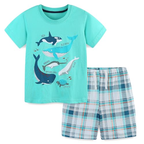 Image of Bumeex Toddler Boy Clothes 100% Cotton Jersey Short Sleeve T-Shirt and Short Clothing Set with Pockets Outfits 2-7T