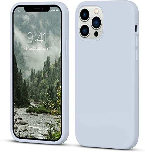 Image of VONZEE Microfiber Candy Case Compatible for iPhone 12 Pro Max (6.7 inch) Shockproof Slim Back Cover Liquid Silicone Case - Sea Grey
