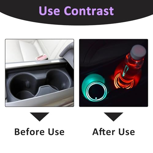 LED Car Coasters, 2pcs LED Cup Holder Lightss with 7 Color Luminescent Car Cup Coaster, USB Charging, Vibration-Sensing, for Drink Coaster Accessories Interior Decoration Atmosphere Light - Image 4
