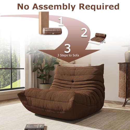Image of Giant Bean Bag Chair for Adults,Comfy Single Floor Fireside Chair with Memory Foam,Cozy Accent Sofa Couch Boneless Chaise Loungefor Small Room Living Room Bedroom Gaming Room(Coffee, Single)