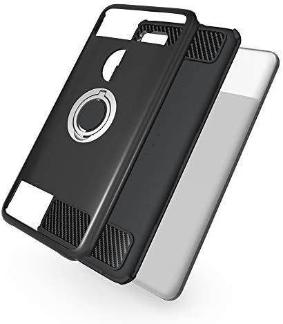 Google Pixel 2 XL Phone Case with Tempered Glass Screen Protector Ring Holder Stand Kickstand Slim Heavy Duty Full Body Silicone Protective Hard Rugged Cover for Pixel2 2XL Women Girls Men Black
