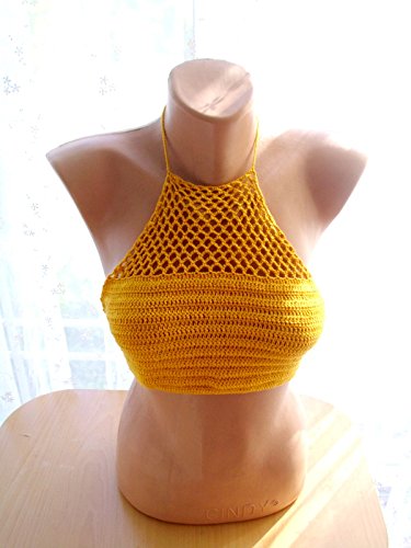 yellow crochet crop top