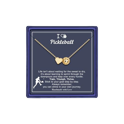 Turandoss 14K Gold Plated Heart Sport Pickleball Necklaces for Women Trendy