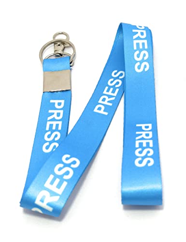 Press Id Card Holder Lanyard Keychain Blue