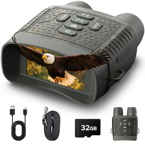 4K Night Vision Goggles, Night Vision Binoculars with 3″ Screen, 10X Digital Zoom, Infrared...