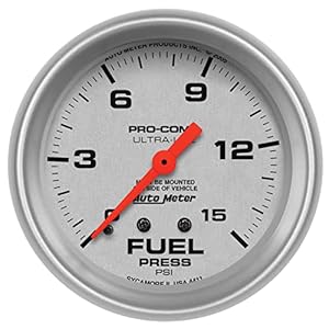 Auto Meter 4411 Ultra-Lite Mechanical Fuel Pressure Gauge, 2-5/8″ (66.7mm)