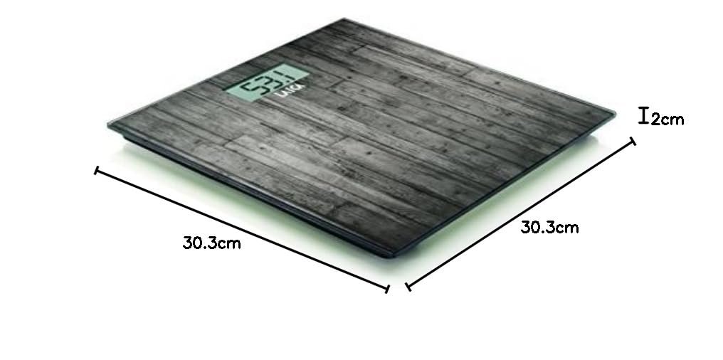 Laica PS1065 Bilancia Pesapersone Elettronica, 180 kg, Vetro Temperato con Serigrafia Legno Scuro, Marrone