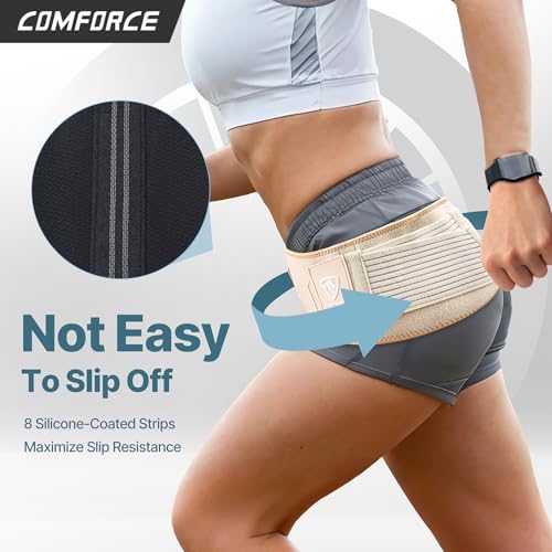 Image of Wide SI Belt with Ice Pack,Comfort SI Joint Belt Relieves Sciatica Hip Pain | Extra-wide Belt Prevents Rolling,Even Compression,Relieves Pelvic & Postpartum Pain,Hot /Cold Therapy,Adjustable,Fits 30 inch-39 inch