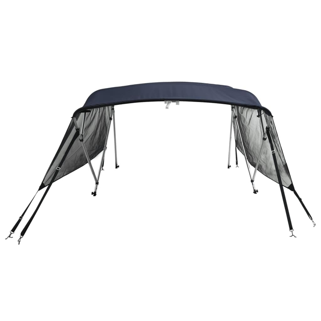 Capwee Tendalino per Barca Tendalino Bimini 4 Archi in Alluminio Tendalino gommone Bimini di Prua con Pareti Laterali 4 Archi-Blu-243 x (200-213) x 137 cm-con Rete