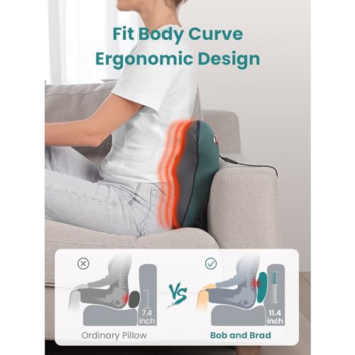 BOB AND BRAD Back Massager with Heat, EZBack Corded Neck Massager for Pain Relief, Deep Tissue Kneading Electric Massage Pillow for Shoulder,Back,Legs, Ideal Gifts for Men Women BOB AND BRAD Back Massager with Heat, EZBack Corded Neck Massager for Pain Relief, Deep Tissue Kneading Electric Massage Pillow for Shoulder,Back,Legs, Ideal Gifts for Men Women