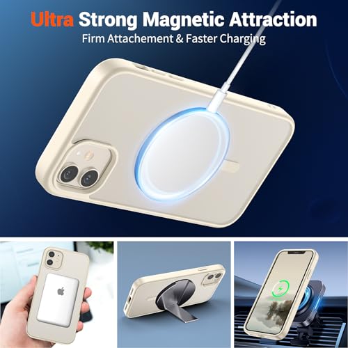 Image of SUPFINE Magnetic for iPhone 12 Case /iPhone 12 Pro Case (Compatible with MagSafe) (Military Grade Drop Protection) Slim Translucent Matte Shockproof with Anti-Fingerprint Phone Case,Antique White