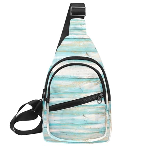 Bolsa cruzada para el pecho de 30x18 cm impermeable con diseño de madera colorida para viaje