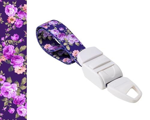 ROLSELEY Medical Nurse Tourniquet with VIOLET/PURPLE FLOWERS FLORAL Pattern with ABS Plastic Buckle Latex Free Elastic Band Perfect for Doctors Nurses