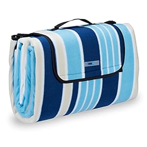 Relaxdays XXL Picknickdecke Blau-Weiß Fleece