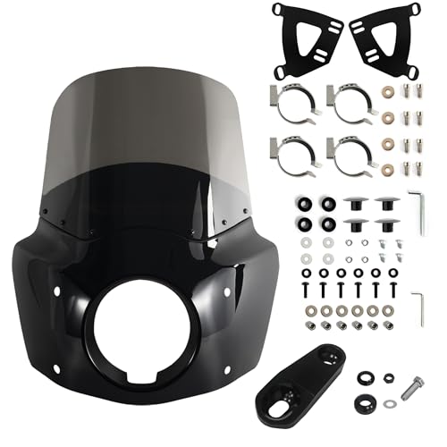 Image of FATECIM Motorcycle 5.75 inch Headlight Fairing with 13 inch Smoke Windshield Windscreen & 35-41mm Mounting Hardware For Harley 86-15 Sportster 1200 Iron 883 XL883N Seventy Two Sportster 1100