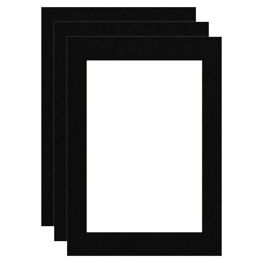 Procut Global A4 Black Picture Mounts Board to Fit 9x6" Aperture Size - Photo Mount Card Ideal for Prints, Artwork, Crafts & Certificates - Sizes & Colors Available - Pack of 3