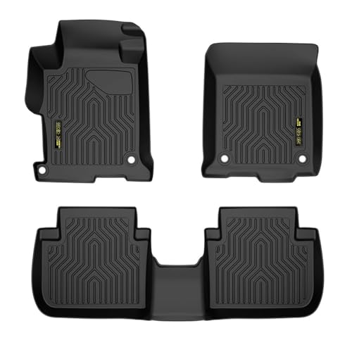 Floor Mats Compatible with Honda Accord Sedan 2013-2017, TPE All Weather Floor Liners, Custom Fit Waterproof Anti Slip Car Mats for 1st & 2nd Row, Black, 3PCS