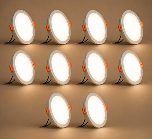 Image of 22W Recessed Round LED Panel Light | Trimless Slim Design | Polycarbonate Downlight for Home & Office False Ceiling Roof, Surface Light | Cool White, White Finish | Pack of 10