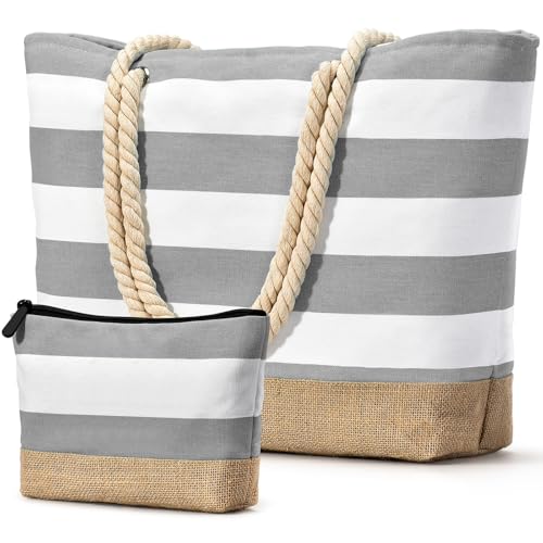 oscaurt Strandtasche Badetasche XXL Shopper Tasche Damen Umhängetasche Wasserdicht Beach Tote Bag mit Reißverschluss Faltbare Reisetasche Travel Bag Sporttasche (Leer-Hellgrau) oscaurt Strandtasche Badetasche XXL Shopper Tasche Damen Umhängetasche Wasserdicht Beach Tote Bag mit Reißverschluss Faltbare Reisetasche Travel Bag Sporttasche (Leer-Hellgrau)