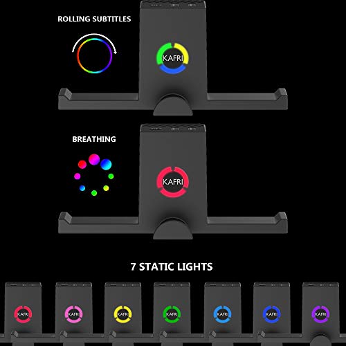 image for RGB Headphone Stand Hanger with USB C Charger, KAFRI Under Desk Dual H