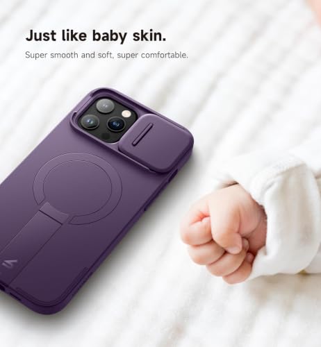 Image of SURITCH for iPhone 13 Pro Max /12 Pro Max Case with Magnetic Camera Slide Cover and Adjustable Kickstand, Compatible with MagSafe, Shockproof Bumper Case Slim Protective Cover 6.7 Inch, Dark Purple