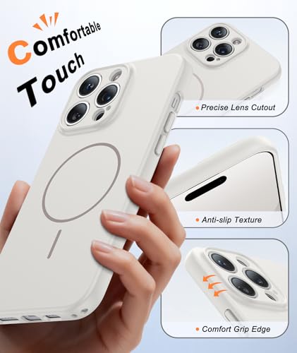 Image of FNTCASE for iPhone 14 Pro Max Case White: [Compatible with Magsafe] Solid Matte 14 Pro Max Magnetic Phone Cover with [Full Camera Protection] [Screen Protector] Military Grade Shockproof Protective