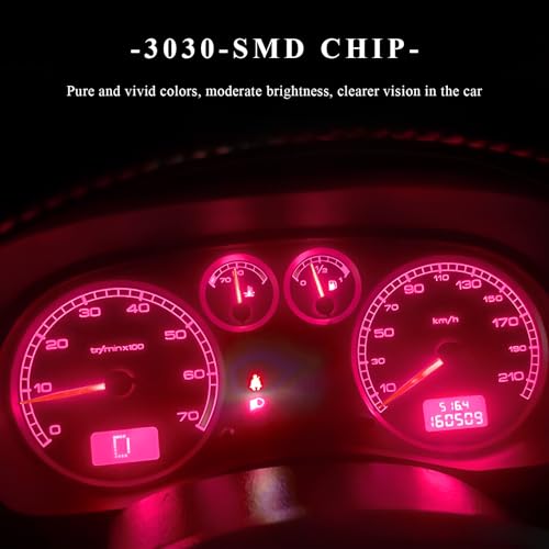 12 piezas bombillas LED T5 para tablero auto rojo miniatura 3