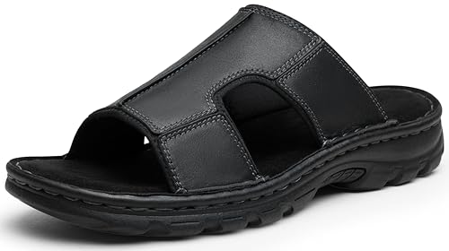 Image of Jousen Sandals For Men Leather Slip on Mens Sandals Outdoor Men