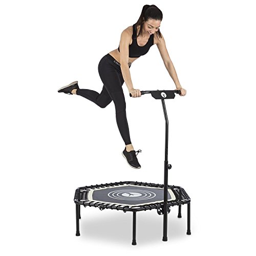 Klarfit Jumpanatic Trampolin Indoor - Fitness Trampolin mit extra großer Sprungfläche von 112 cm Ø, 6-stufig… – Bild 3