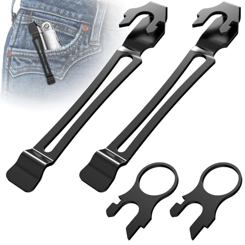 2-Pack Easy-Attach Pocket Clip and Lanyard Ring Compatible for Charge Wave & Surge Multi-Tools Stainless Steel Pocket Clip Reinforced Steel Construction Installation/Replacement Takes Just Seconds