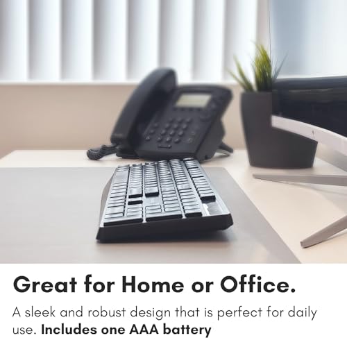Macally Wireless Keyboard | 2.4G Computer Keyboard (Full Size, Quiet Keys) All Day Comfortable Typing with Wireless USB for Laptop, Desktop PC, Surface, Chromebook, Notebook