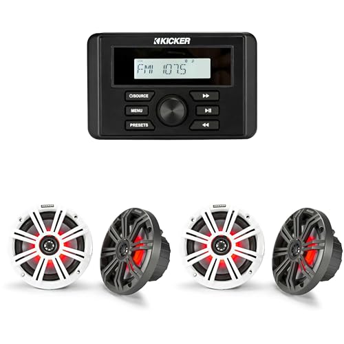 Kicker 46KMC3 Marine Gauge-Style Source & (2 Pair) 45KM654L 6.5