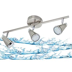 Trango 3-flamme IP44 LED lampe de salle de bain I plafonnier TG1009-32 en nickel mat I lampe de salle I lampe de toilette I plafonnier I spots au plafond I spots pivotants, y compris 3x 5 W LED
