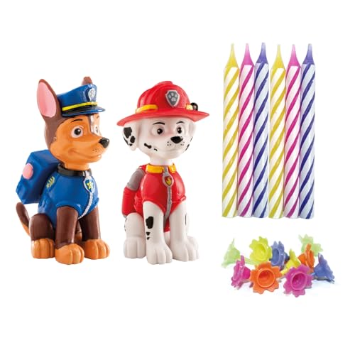 dekora, Bougie Décorative, Sans Parfum, Kit PVC Patrouille Canine Avec 10 Bougies Pour Décorer Les Gâteaux, Décoration De Gâteaux