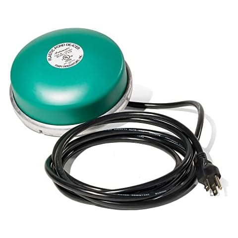 Farm Innovators 1250 Watts 7.5 Inch Cast Aluminum Floating Outdoor Pond De Icer Heater with Built in Thermostat Control and 10 Foot Cord, Green Cover