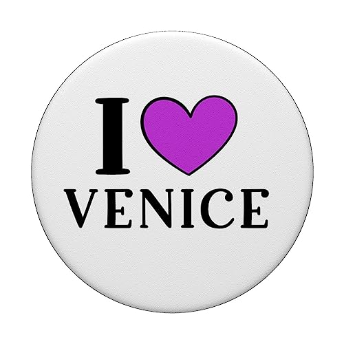 I Love Heart Venice Italy Proud Italian Holiday Souvenir PopSockets Swappable PopGrip, Black - Image 3