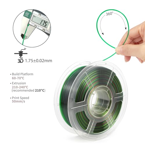 Image of iSANMATE Transparent Gradient PETG Filament 1.75 mm, Multicoloured 3D Printer Clear Filament 1 kg /2.2 lb Spool, Clear PETG Yellow Green Red
