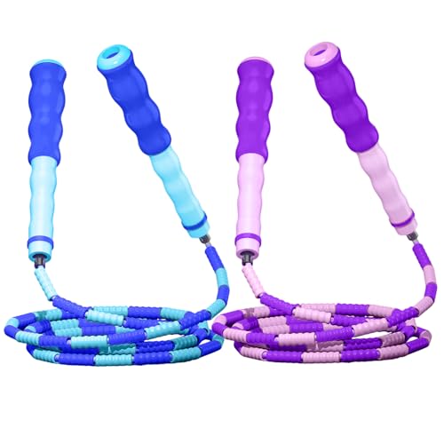 Beaded Jump Rope for Kids, Durable Shatterproof Skipping Rope, Adjustable Jump Ropes for 4 5 6 7 8 9 10 11 12