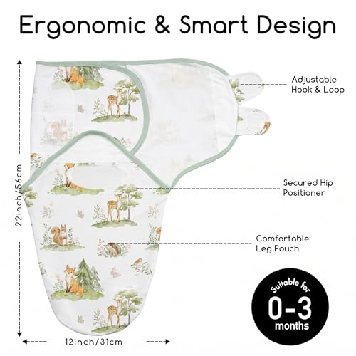 Image of Cotton Swaddles for Newborn, Baby Newborn Swaddle 0-3 Month | 2-Pack Soft Adjustable Newborn Swaddle Sleep Sack, Baby Girls & Boys,Wrap Nursery Infant Swaddling Blankets Jungle Animals