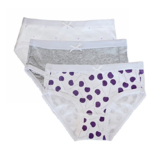 Feathers Girls Cherry Print Tagless Briefs Underwear Super Soft Panties 3-Pack