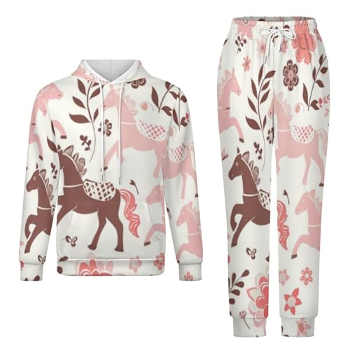 Ensemble sweat à capuche imprimé 3D cheval de jogging sport - 3