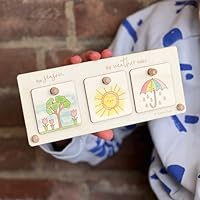 COTTON TWIST Kids Make Your Own Weather Chart Play Set - Stand with Seasons Tokens and Pencils - Children Educational Fun Game Kit for Boys and Girls