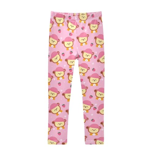Monkey Hat Flower Girls Leggings,Workout Leggings for Girls Toddler Athletic Leggings Size for 3-10T