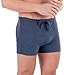 Cottonique Men's Hypoallergenic Ribbed Drawstring Boxer Brief with Fly made from 100% Organic Cotton (2XL, Melange Blue)