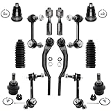 Detroit Axle - 14PC Front Upper Lower Ball Joint, Sway Bar, Inner Outer Tie Rod and Rack Boot Suspension Kit for 2002 2003 Chevy Trailblazer/GMC Envoy/Olds Bravada - 16mm Threads