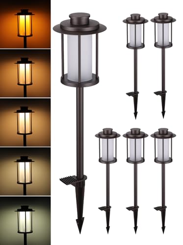 Image of LEONLITE 6-Pack 21.9 Inch 5CCT Low Voltage LED Landscape Path Lights 300LM