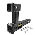 KAIRAY Double Hitch Receiver 2 inch Trailer Dual Hitch Extension Riser Hitch Adapter Fits for 2 inch Receiver Extender to 10 inch Max Length 7.5 Inch Riser