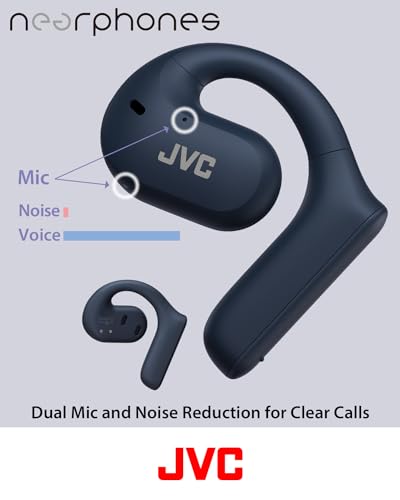 Image of JVC Nearphones Open Ear True Wireless Headphones with 16mm Large Drivers for Powerful Sound, Single Ear use, and Long Battery Life (up to 17 Hours) - HANP35TW (Blue)