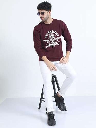 Image of OFFENDERS Mens Exclusive Graphic Printed Round Neck Full Sleeve Premium Tshirt 100% Cotton (Pack of 1)